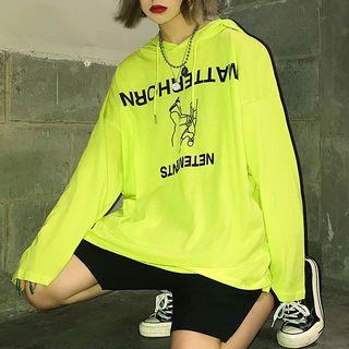 Lettering Hoodie Neon Green - One Size