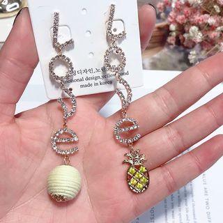 Rhinestone Lettering Non-matching Drop Earring