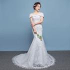 Off Shoulder Embroidered Mermaid Wedding Gown / Set