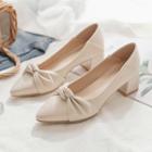 Block Heel Pointed Knotted Pumps