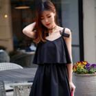 Spaghetti-strap V-neck Plain Dress