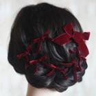 Wedding Velvet Bow Hair Pin / Drop Earring / Necklace / Set Of 9