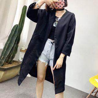 3/4-sleeve Toggle-front Jacket Black - One Size