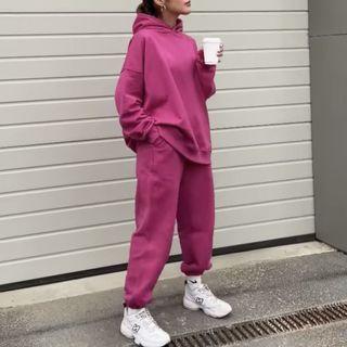 Set: Long Sleeve Plain Hoodie + Sweatpants