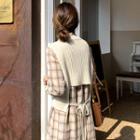 V-neck Tie-back Knit Vest Cream - One Size