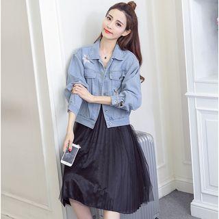 Long-sleeve Embroidery Denim Jacket