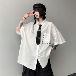 Elbow-sleeve Shirt / Neck Tie