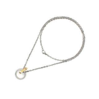 Stainless Steel Square & Hoop Pendant Necklace As Shown In Figure - One Size