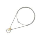 Stainless Steel Square & Hoop Pendant Necklace As Shown In Figure - One Size