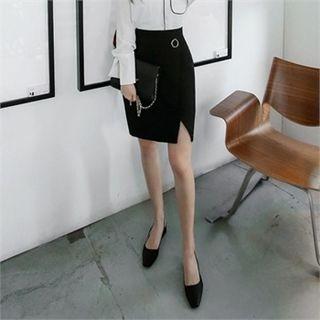 Hoop-accent Wrap-front Mini Skirt