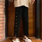 Buttoned Straight Cut Knit Pants