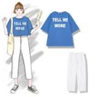 Elbow-sleeve Lettering T-shirt / Straight Cut Cropped Pants