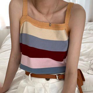 Rainbow Striped Tank Top Stripes - Multicolor - One Size