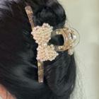 Bow Faux Pearl Alloy Hair Clamp 2635a - White - One Size