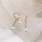 Alloy Knot Faux Pearl Dangle Earring 1 Pair - Earring - White Faux Pearl - Gold - One Size
