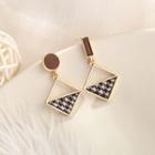 Houndstooth Alloy Square Dangle Earring