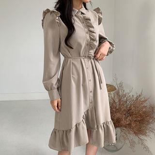 Frill-trim Shirtdress