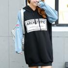 Printed Patch Embroidered Raglan Sleeve Hoodie Dress