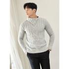 Two-way Button-trim Cable-knit Sweater