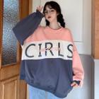Oversized Color Block Embroidered Pullover