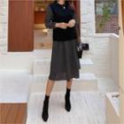 Set: Knit Vest + Polka-dot Dress Black - One Size