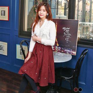 Faux-suede Beaded Skirt