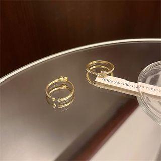 Set Of 2: Star Rhinestone / Alloy Ring Set Of 2 - Gold - One Size