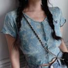Short-sleeve Tie-dye Button T-shirt