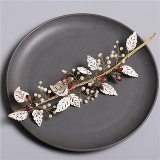 Wedding Faux Pearl Branches Headpiece White & Dark Red - One Size