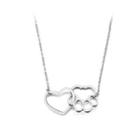 Simple And Creative Hollow Heart-shaped Cat Claw 316l Stainless Steel Necklace Silver - One Size