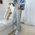High Waist Plain Pants Gray - One Size