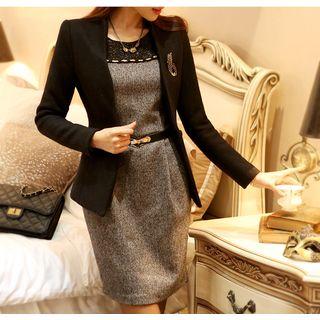 Set: Wool Blend Blazer + Sheath Dress