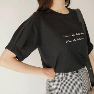 Printuck-sleeve Letter Printed T-shirt