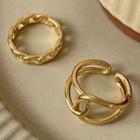 Set Of 2: Chain Ring Set Of 2 - Gold - One Size