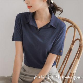 Buttoned Short-sleeve Polo Shirt