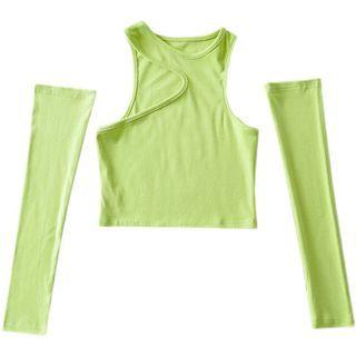 Set: Asymmetrical Tank Top + Oversleeves