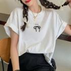 Short-sleeve Bead Bow T-shirt
