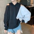 Two-tone Cold Shoulder Hoodie