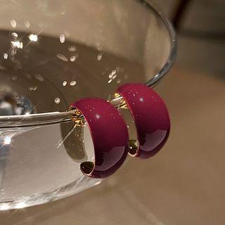 Plain Open Hoop Earring 1 Pair - Grape Purple - One Size