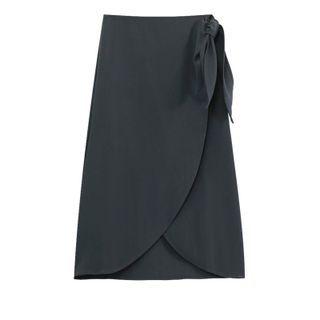 High-waist Asymmetrical Lace-up Slit Midi Skirt