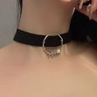 Hoop Alloy Choker 1pc - Black & Silver - One Size