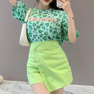 Short-sleeve Leopard Print T-shirt / Skort