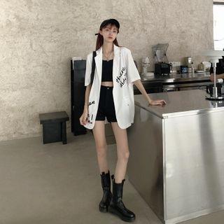 Printed Letter Short-sleeve Blazer