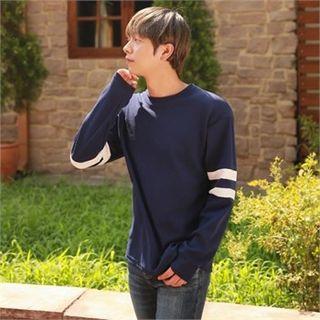 Contrast-trim Textured Sweatshirt