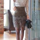 High-waist Laced-hem Skirt