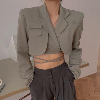 Long-sleeve Cropped Irregular Blazer