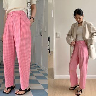Shepard-plaid Baggy Pants