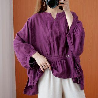 Floral Embroidered Blouse As Shown In Figure - One Size