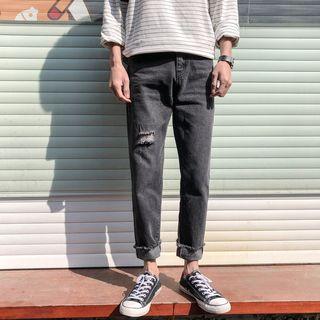 Fringed Wash Out Ripped Jeans