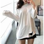 Ripped Long Sleeve T-shirt White - One Size